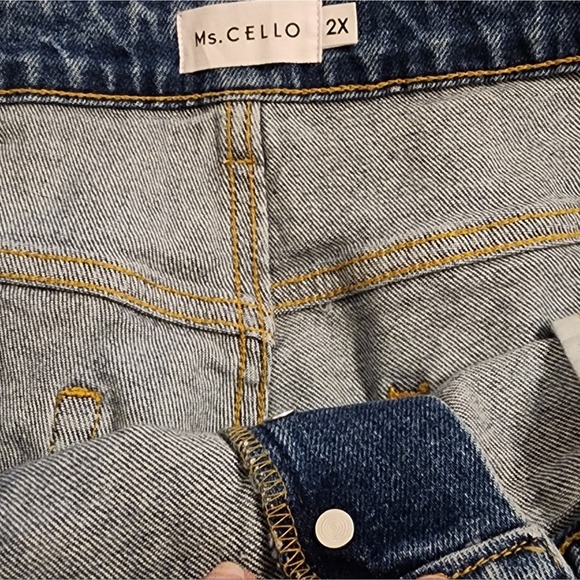 Cello Jackie Blue Denim Bermuda Shorts Cuffed Hem High Waist Plus Size 2X NWT - Picture 7 of 9